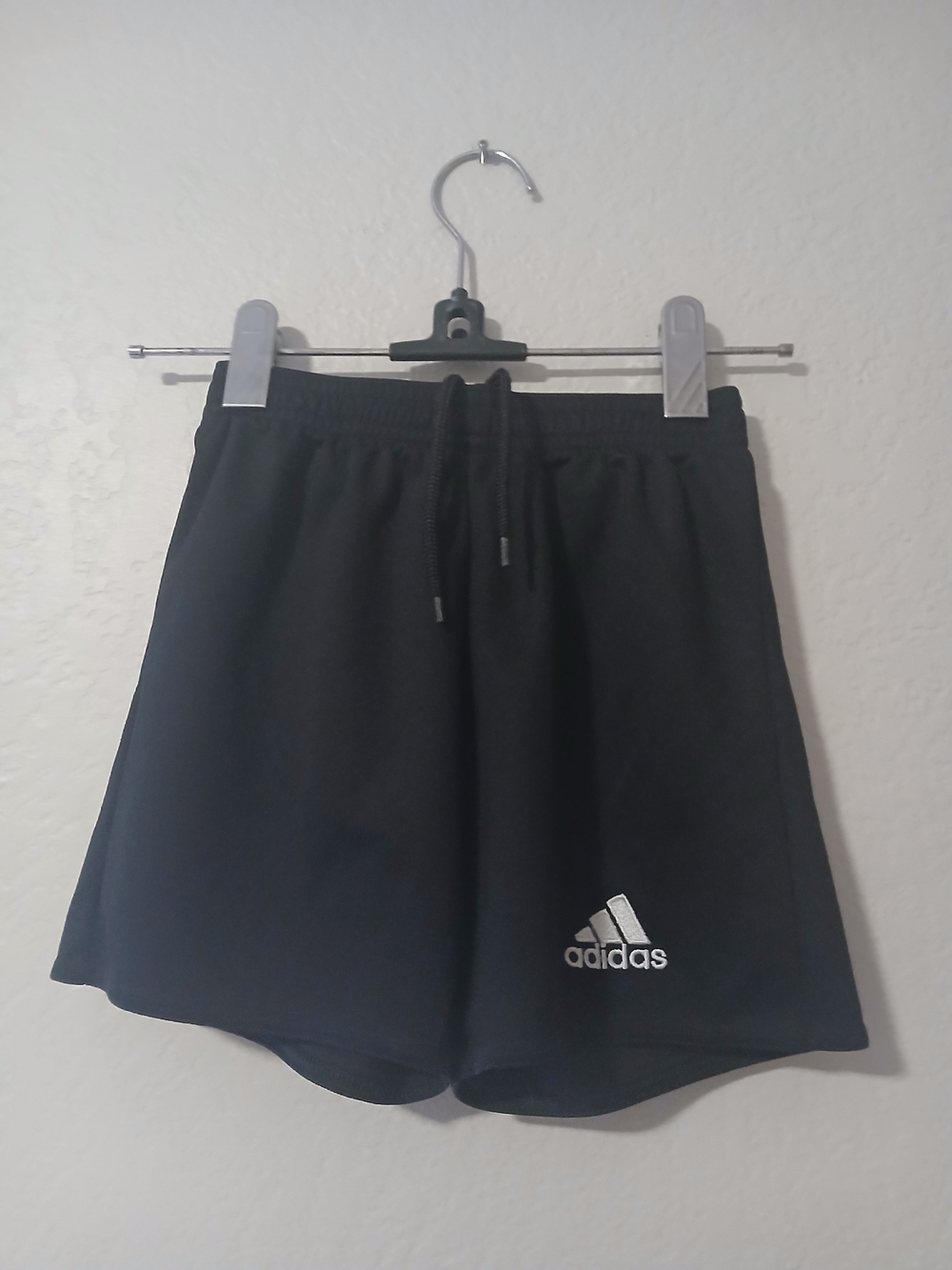 adidas Kids Black Athletic Shorts with White Logo